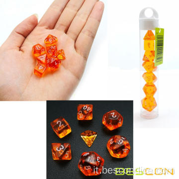Bescon mini traslucido set di dadi RPG poliedrici per 10 mm, piccolo gioco di ruolo di gioco da gioco set di dadi di gioco D4-D20